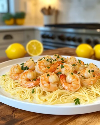 Leckeres Garnelen Scampi mit Engelshaar-Pasta