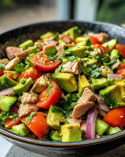 Erfrischender Avocado- und Thunfischsalat