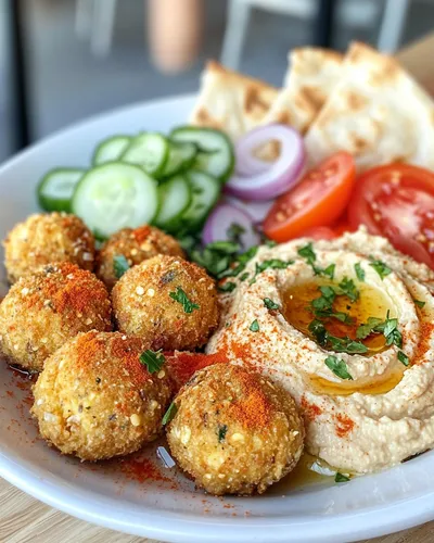 Leckere Falafel mit Hummus und Pita