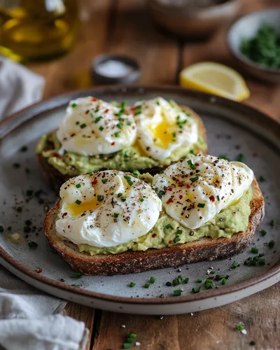 Leckeres Avocado-Toast mit pochierten Eiern