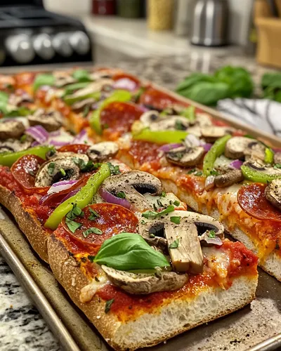 Leckere im Ofen gebackene französische Brot-Pizzen