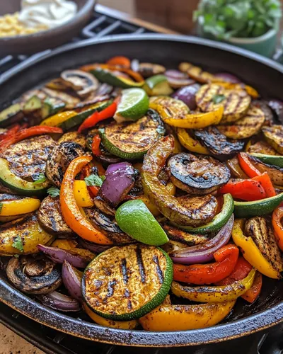 Geschmackvolle gegrillte Gemüse-Fajitas