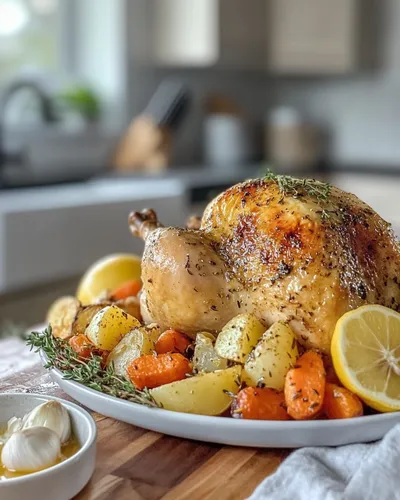 Zesty Lemon Garlic Roasted Chicken: Würzige Zitronen-Knoblauch-Geröstete Hähnchen