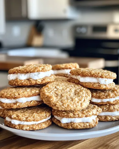 Leckere hausgemachte Haferflocken-Creme-Kekse