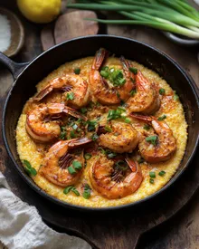 Aromatische Cajun-Garnelen mit Grits